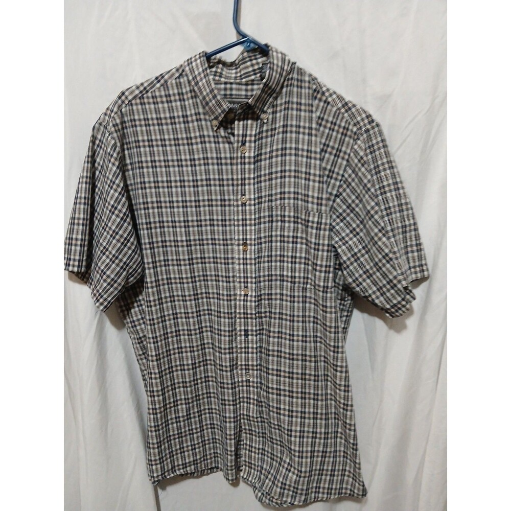 Mens David Taylor  Gray Striped Short Sleeve Shirt Size 16-1/2